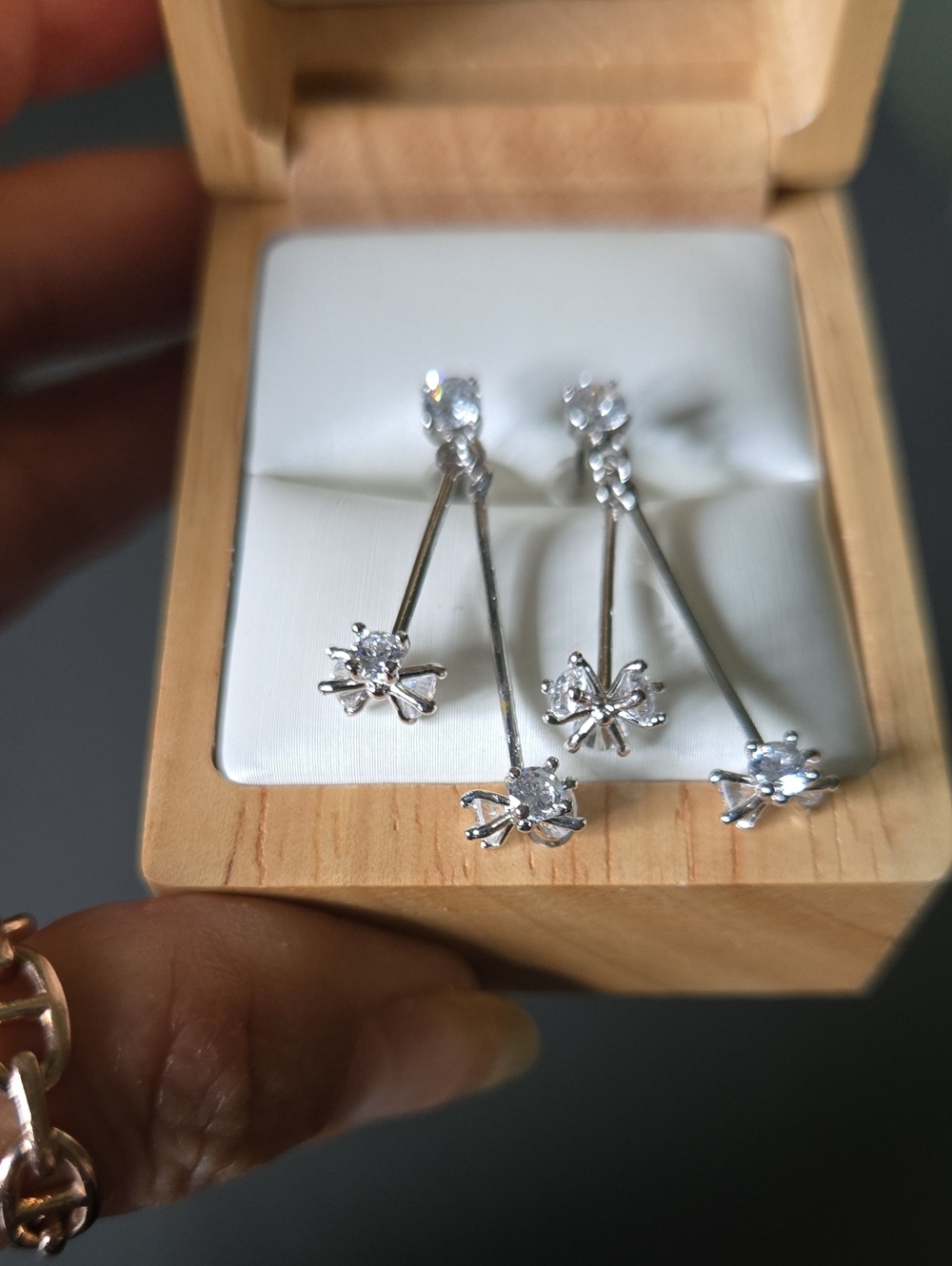 Silver Dangle Cubic Zirconia Drop Earrings - Sparkling Silver